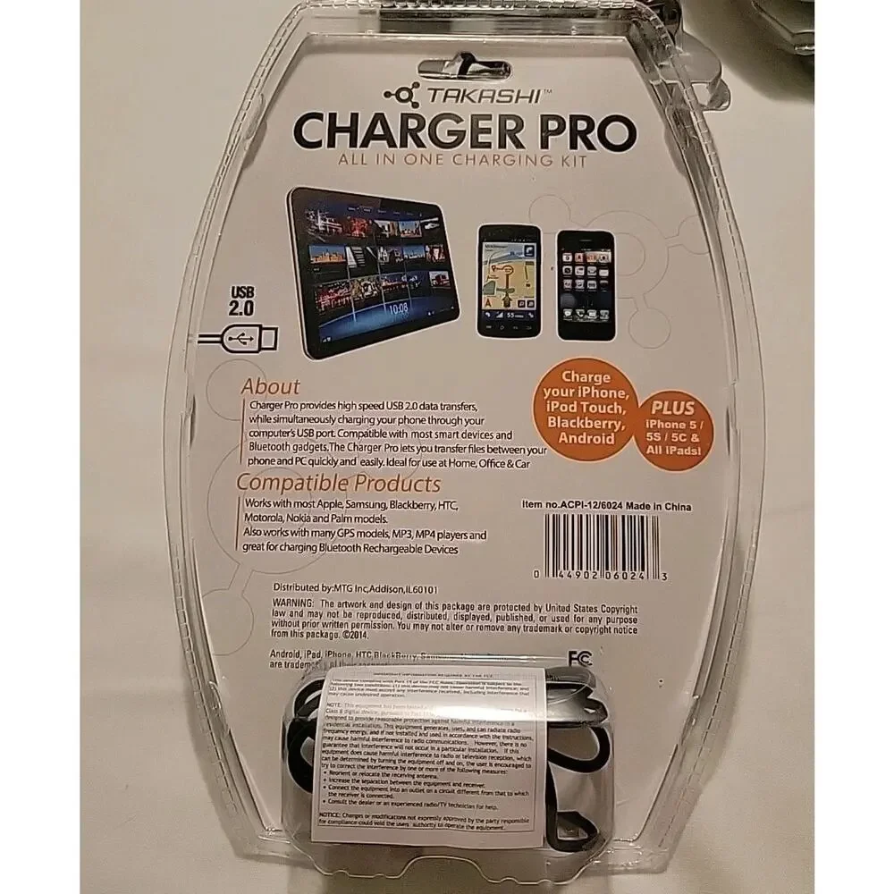 Takashi Charger Pro All-in-One USB Charger Kit 8 Pieces Accessories
